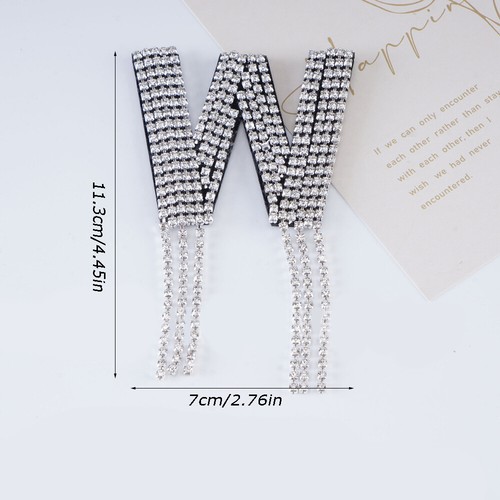 Rhinestone Silver Letter Patch Patches Iron /Sew on Alphabet Embroidery Clothes - Picture 35 of 38