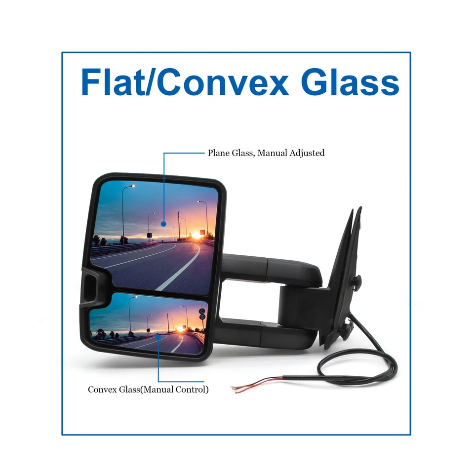 Espejos retrovisores de remolque de ajuste manual para GMC Sierra Chevy Silverado 1500/2500 1999-2006 Foto 3 de 4