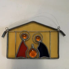 Christmas nativity manger scene suncatcher vintage Jesus Mary Joseph