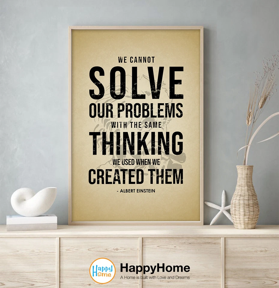 Albert Einstein Quotes Motivational Inspirational Wall Art Solve Our Problems - Image 2 of 4