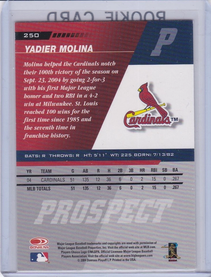 YADIER MOLINA ROOKIE CARD St. Louis Cardinals Baseball LEAF PROSPECT $$ RC! - Image 2 of 2