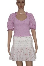 Loveshackfancy Tina Dress Printed Lace Ruffle Puff Sleeve Smocked Tunic New S