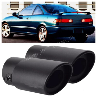 2PC Black Car Exhaust Pipe Tip Rear Tail Throat Muffler For Acura Integra LS