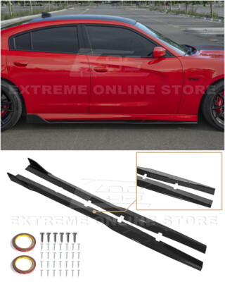 For 15-Up Dodge Charger SRT | Track Style GLOSS BLACK Side Skirt Rocker Panels