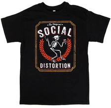 SOCIAL DISTORTION T-shirt Punk Rock Skeleton Logo Adult Mens   Black New 
