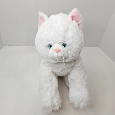 Build A Bear White Puff Kitty Cat Plush Turquoise Blue Eyes Stuffed Animal 2013
