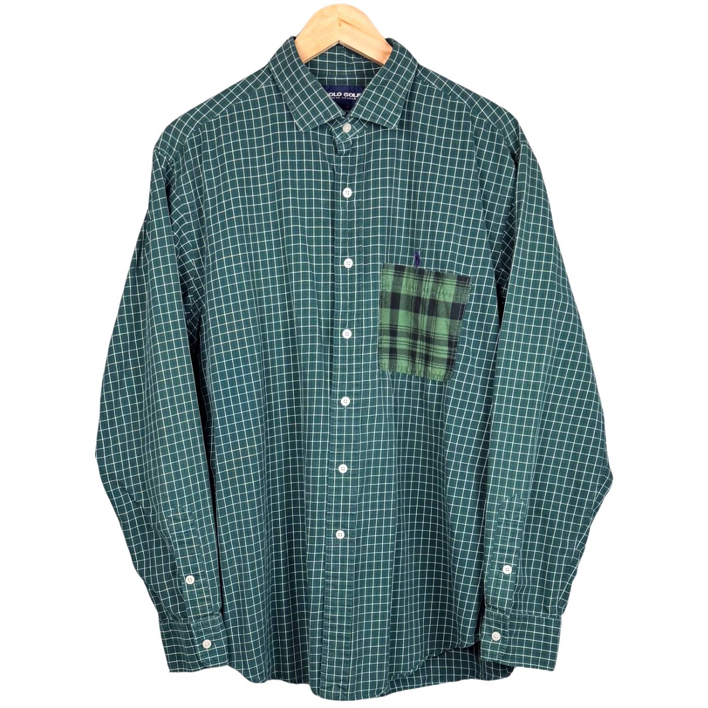 Polo Golf Ralph Lauren Camicia Plaid Viola Pony Estate Sport XL Verde Modificato