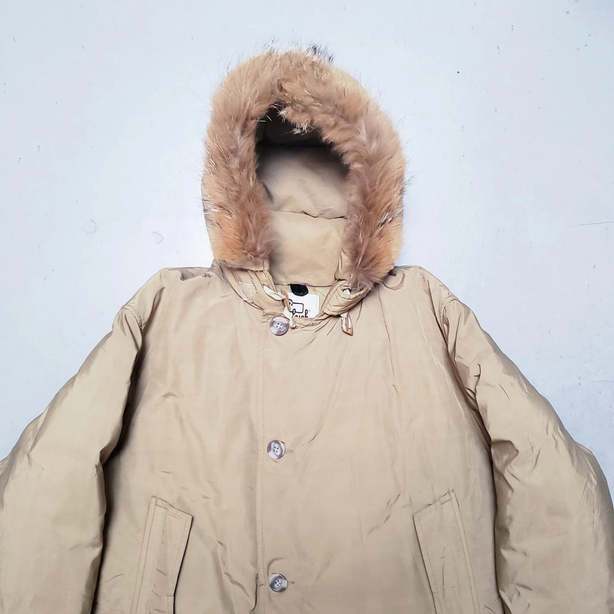 Vtg s WOOLRICH Arctic Parka Goose Down Coyote Hooded Jacket Beige Size M  NICE