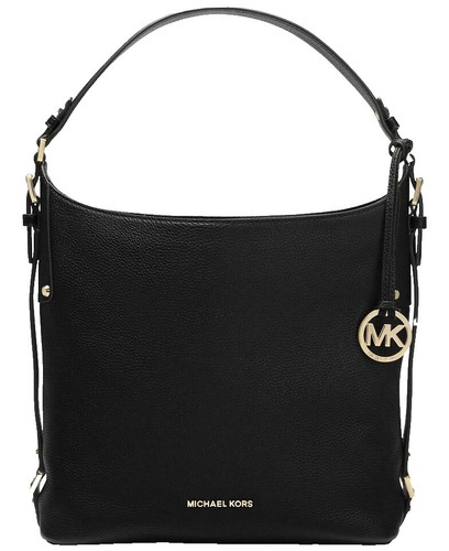 MICHAEL KORS Black Bedford Belted LG Shoulder BAG Leather Gold