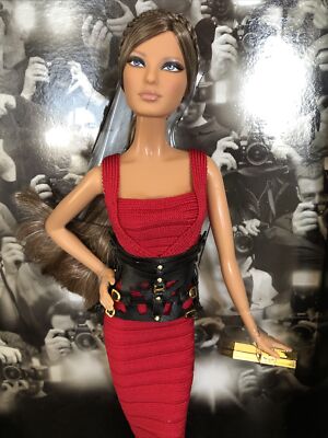 Herve Leger By Max Azria Designer Barbie Doll With Boots, Clutch