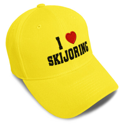 Baseball Cap I (Love) Skijoring Red Heart Sports Lovers Dad Hats for Men & Women