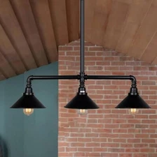 Rodesdecor Myndi 35.4 in. Black 3-Lights Kitchen Island Linear Pendant-New Read