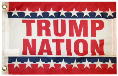 Trump Nation Red White Blue 100D Woven Poly Nylon 12x18 12''x18'' Flag Grommets