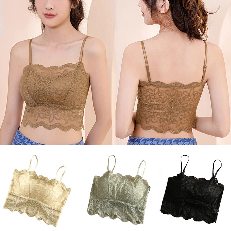 Women Padded Bra Lace Bralette Top Camisole Wrap Chest Lingerie