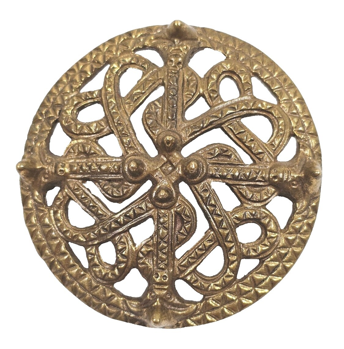 Broche Vintage Finlandaise Kalevala Koru - Style Celtique En Laiton - Dimensions 27x25 Mm