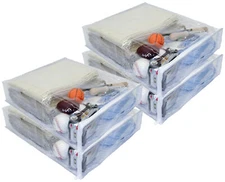 4-Pack Heavy Duty Vinyl Zippered Closet Storage Bags (Clear) 15" x 18" x 4"