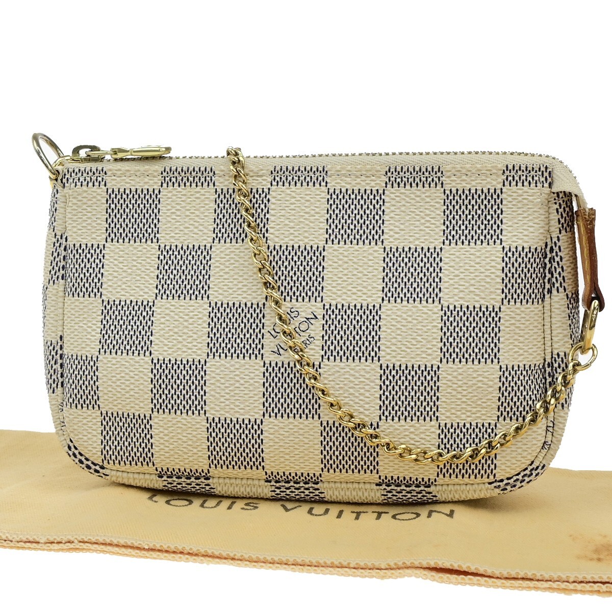 LOUIS VUITTON Mini Pochette Accessoires Hand Bag Damier Azur WE N58010  75YH089