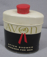 Avon Men's After Shower Powder Tin Container USA Made, Vintage Collectible