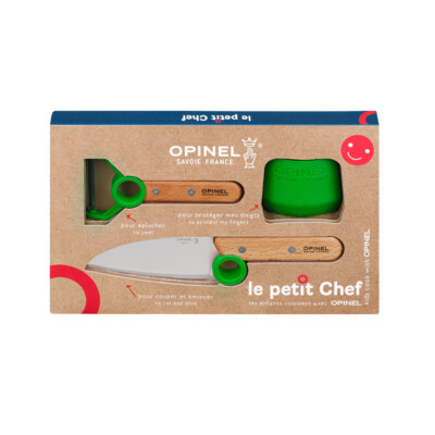 Opinel Le petit Chef Kinder Küchenmesser Set 3 teilig Messer Sparschäler grün