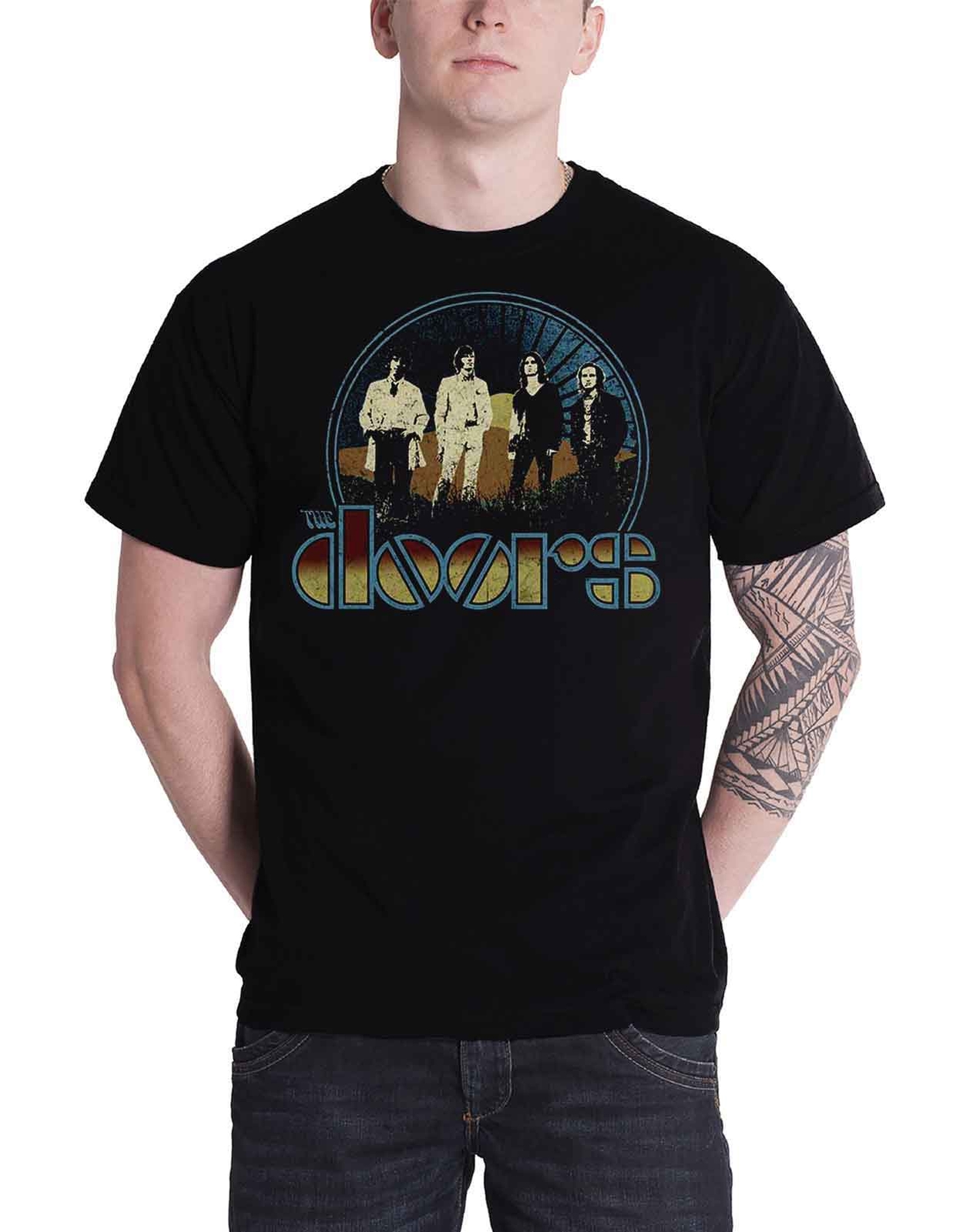 Vintage Doors Band Logo T-Shirt Official Jim Morrison Mens Black Tee