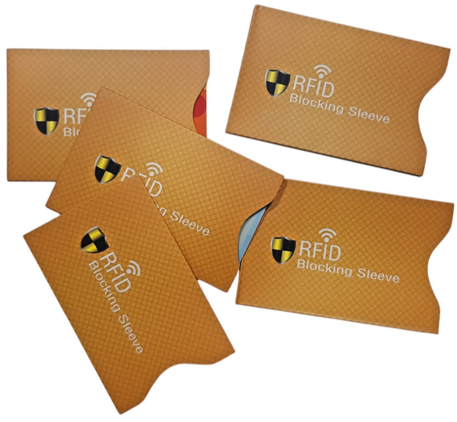 5 X RFID Blocking Sleeve NFC Anti Scan ID Credit Card Holder Case, Yellow Secure