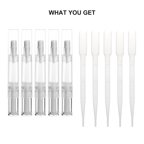 5 Pack 5Ml Transparent Twist Pen for Cuticle Oil Applicator, Empty Nail Oil Pen - Picture 8 of 12