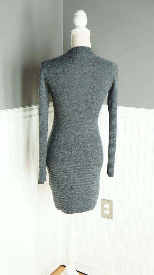Vestido Suéter Max Studio Talla M Gris Texturizado Tejido Manga Larga Bodycon Mezcla de Lana Foto 3 de 4