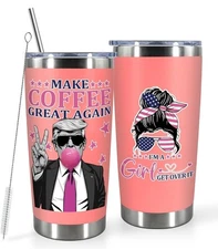 Trump Make Coffee Great Again 20oz Stainless Steel Tumbler New Pink