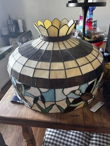 1970’s Vintage Tiffany Style Stained Glass Ceiling Lamp