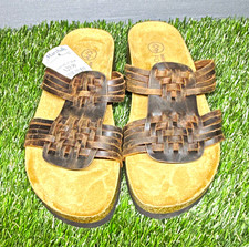White Mountain Women’s Brown Leather Braided Comfort Slide Sandals Slip-On 7