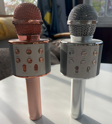 2 Wireless Karaoke Microphones WS-858 Bluetooth Rose Gold & Silver Gabba Goods