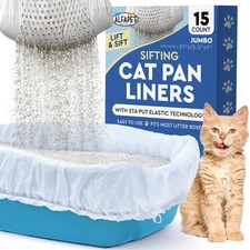 Sifting Cat Litter Box Liners - Jumbo 15 Count, Pack of 5 - Tear-Resistant Ca...