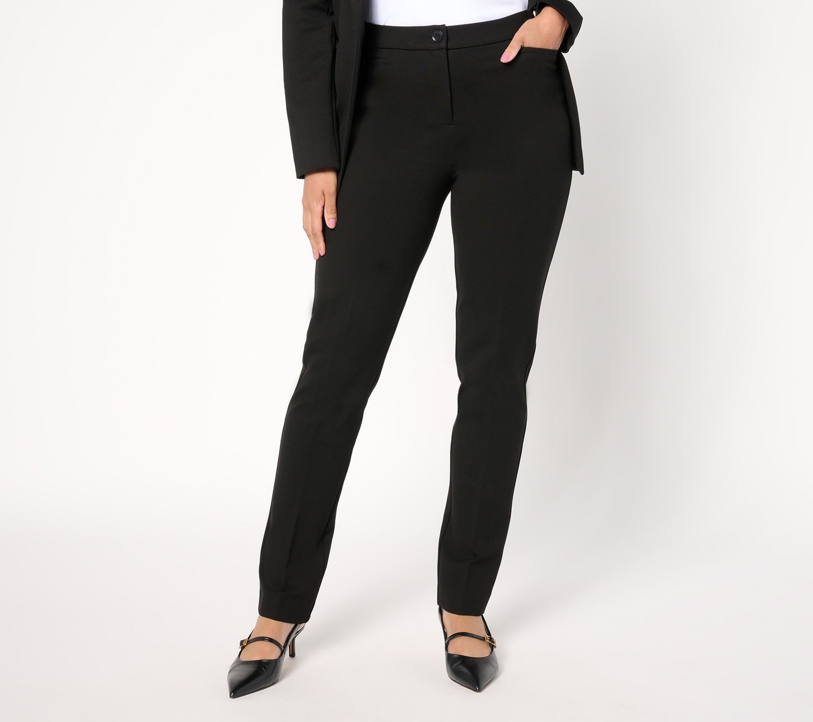Susan Graver Women's Pants Sz 4XT Tailored by Tall Smart Ponte Black A655630