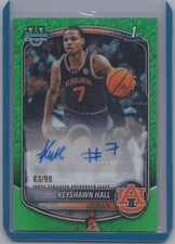 2025-26 Bowman CPA-KH Keyshawn Hall Chrome Autographs Green Shimmer Refractor/99