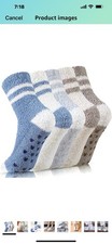 5 Pairs Women Super Soft Winter Non-Skid Cozy Fuzzy With Grip Slipper Socks