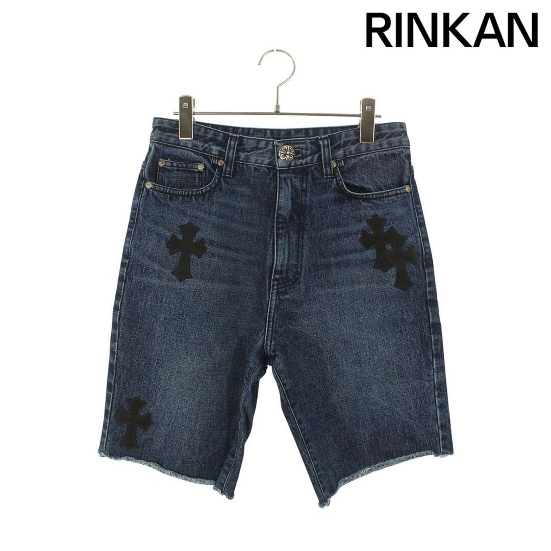 CHROME HEARTS DENIM SHORTS Cross Patched Crossball Button Men's 26"" Used 5bb519