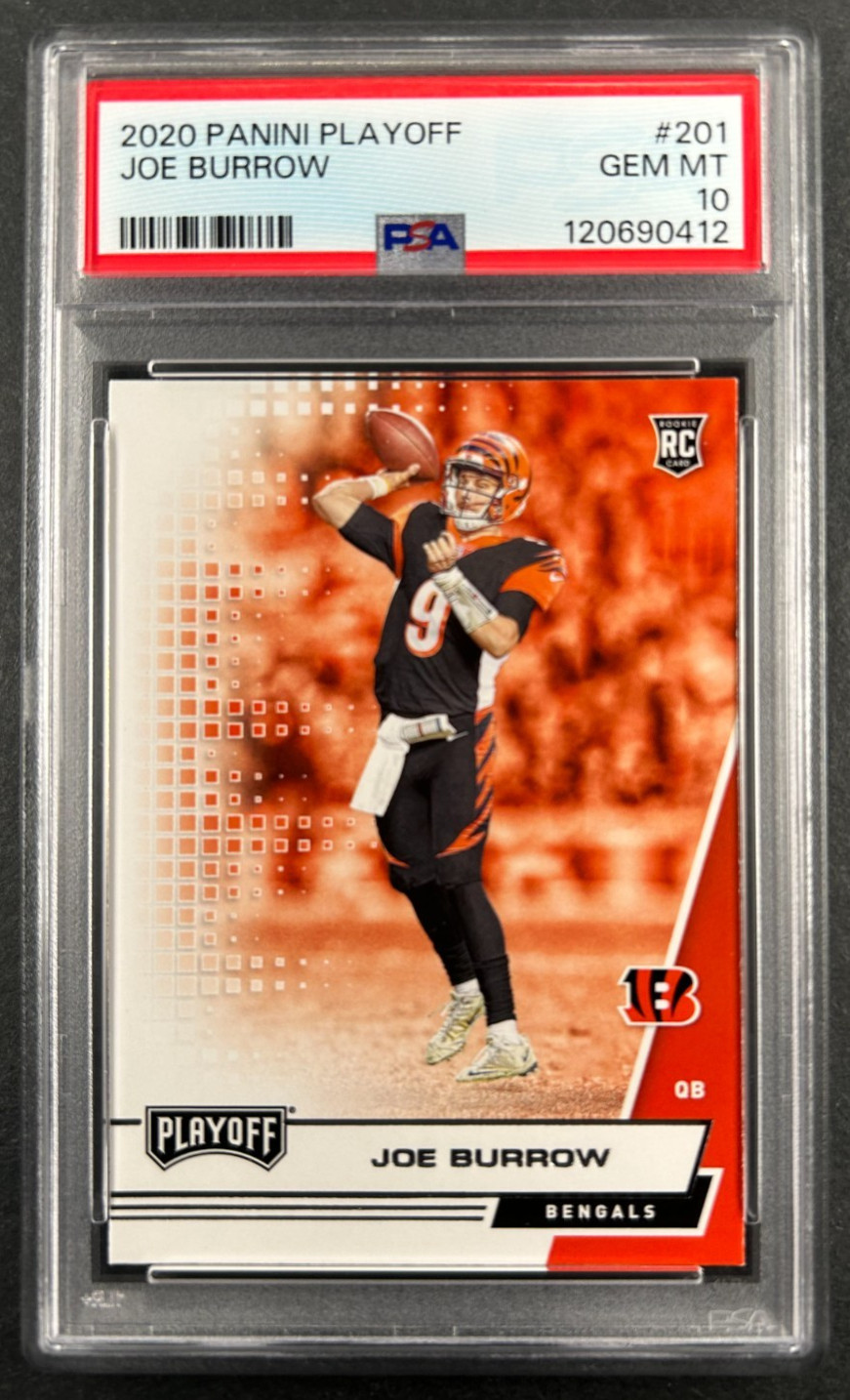 2020 Panini Playoff - Joe Burrow #201 Cincinnati Bengals - RC PSA 10