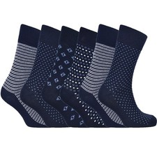 6-Pairs Navy Mix Mens Socks - UK 6-11 EUR 39-46 - Assorted Navy Mixed Designs