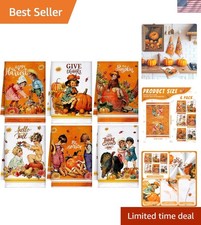 Charming 6-Piece Fall Kitchen Towel Set - Pumpkin Print for Thanksgiving Gifts