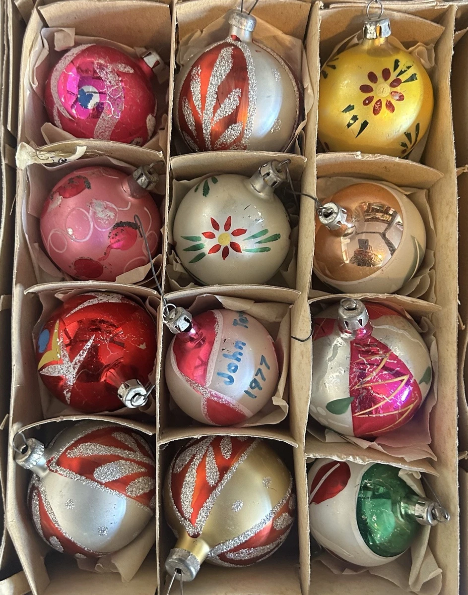 Santa Land Christmas Mercury Glass Tree Ornaments Poland Set Of 12