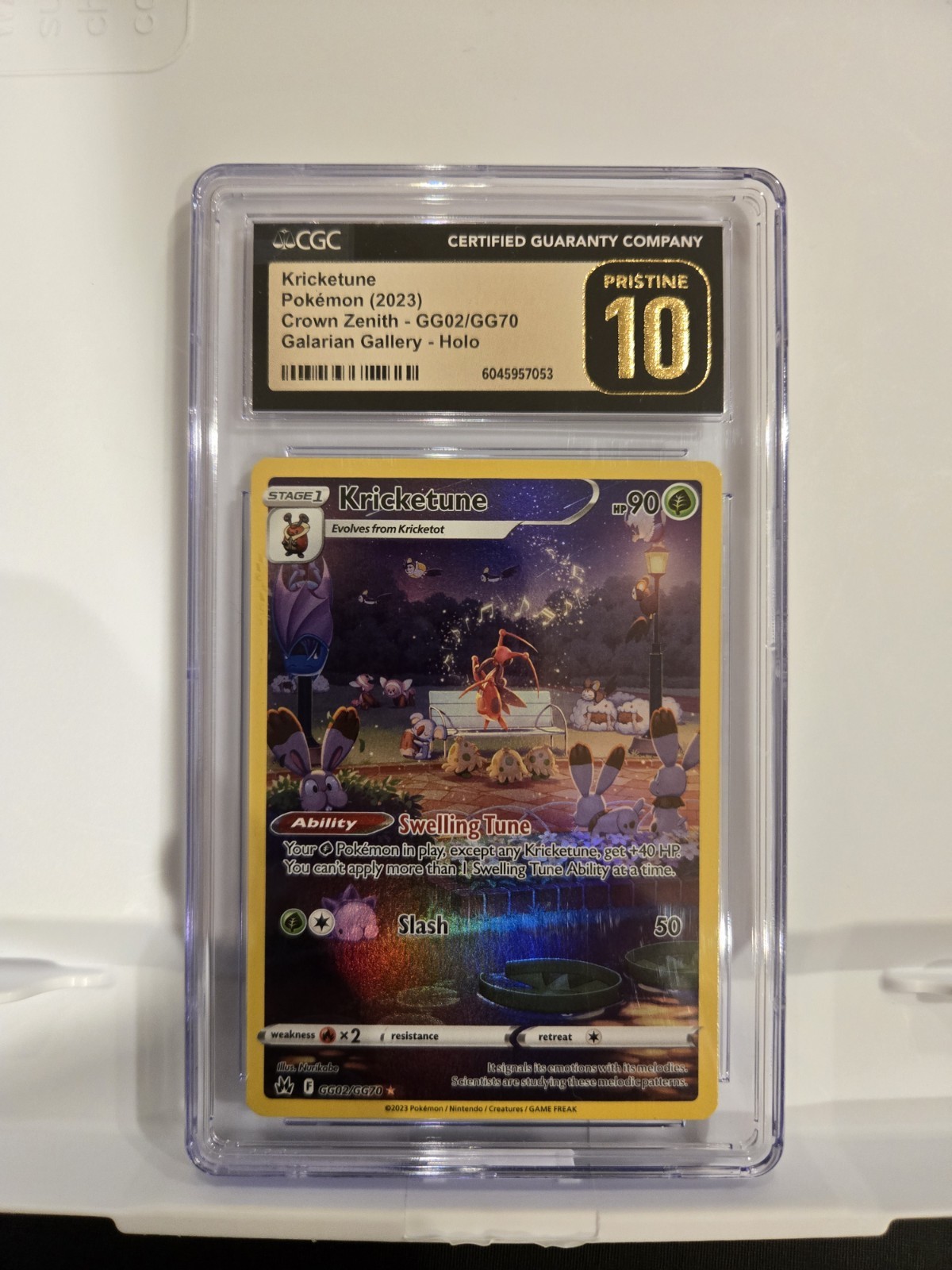 Kricketune GG02/GG70 SWSH: Crown Zenith: Galarian Gallery Holo CGC PRESTINE 10