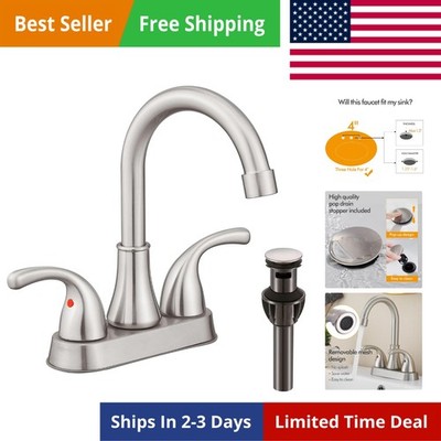 Bathroom Sink Faucet 4 Inch Faucet 2 Handle Bathroom Sink Faucets Lead-Free B...
