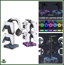 Gaming Headphones Stand with RGB Lighting 2 USB Ports Controller Holder
