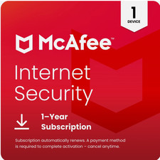 McAfee Internet Security Antivirus - 1 Device 1 Year Auto-Renewal - Digital