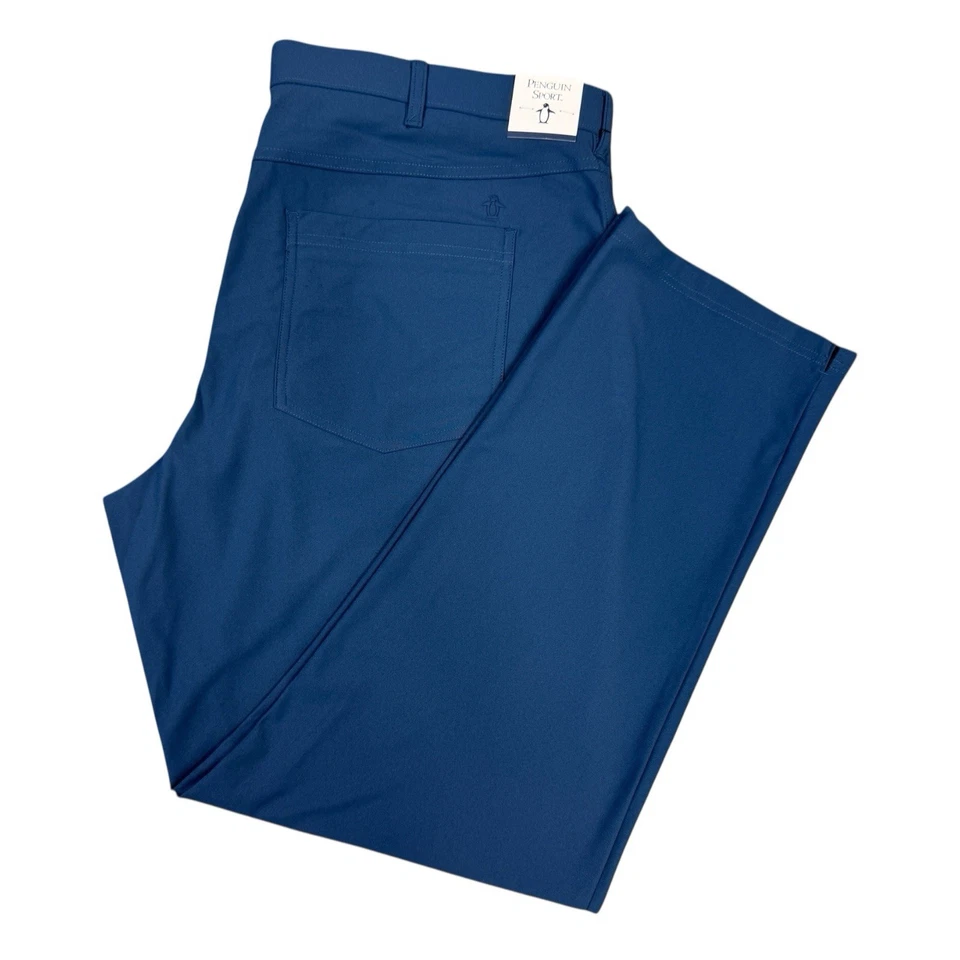 Pantalones deportivos Penguin para hombre talla 40x30 rectos rendimiento golf azul 5 bolsillos Foto 4 de 4