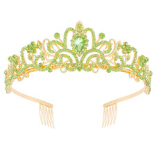 Gold Green Rhinestone Princess Tiaras and Crowns for Women and Girls Birthday Ti