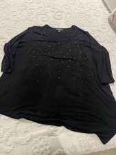Karen Kane Women’s Plus Size 2X Black Rhinestone Embellished Asymmetrical Top