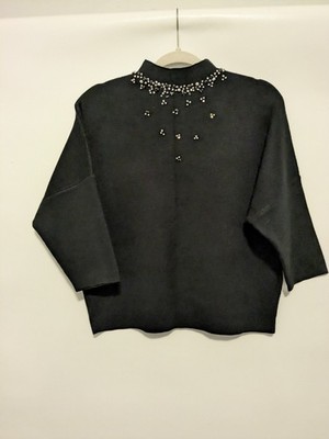 Level Eight Embellished Women s Black  Sweater 1950s Classic Elegant Elevated