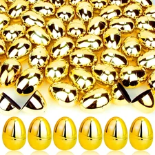 JOYIN 18Pcs Gold Easter Eggs, 2.3" Metallic Plastic Empty Eggs Fillable for