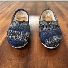 Toms Sweater Knit Loafers Womens Size 7 Blue And Cream Dye Flats Slippers Cozy